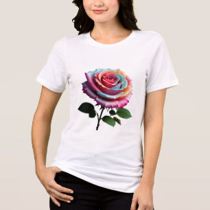 Rose with Stem and Leaves Bella+Canvas Women's Tri Tri-Blend Shirt