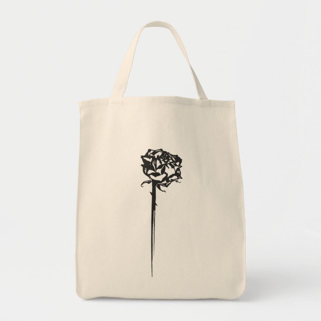 Rose With Thorns Minimalistic Tote Bag (Front)