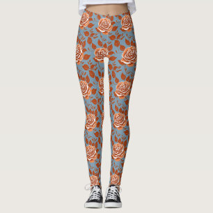 Rose With Warm Tones Of Orange And Rust Leggings