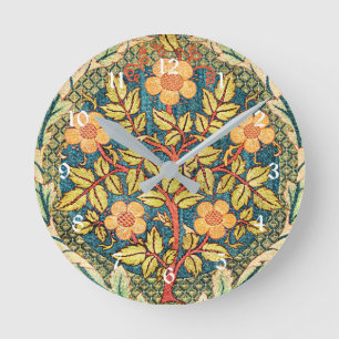 Rose Wreath by William Morris, popular design  Round Clock