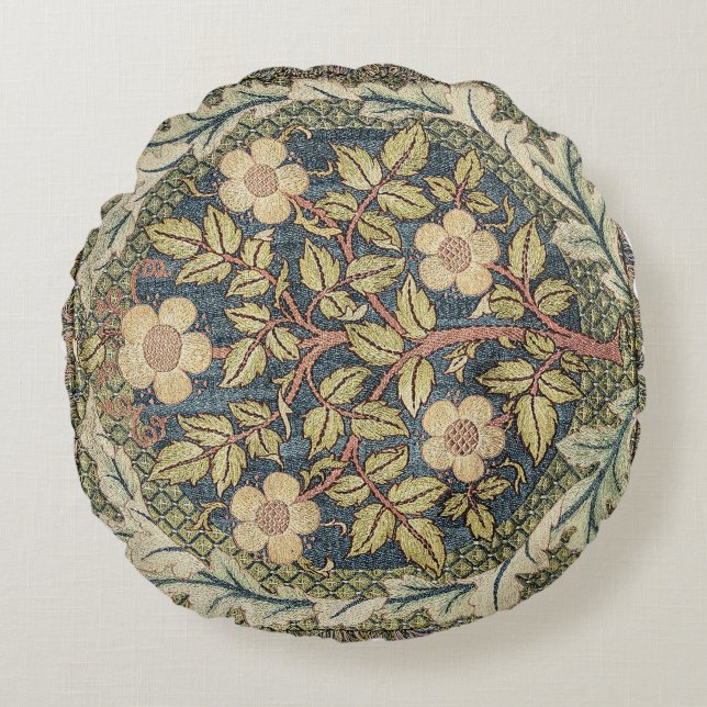 Rose Wreath by William Morris Round Cushion (Front)