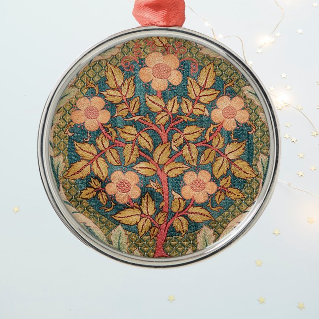 Rose Wreath Embroidery Design by William Morris Metal Ornament (Creator Uploaded)