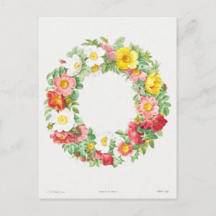 Rose Wreath Vintage Postcard