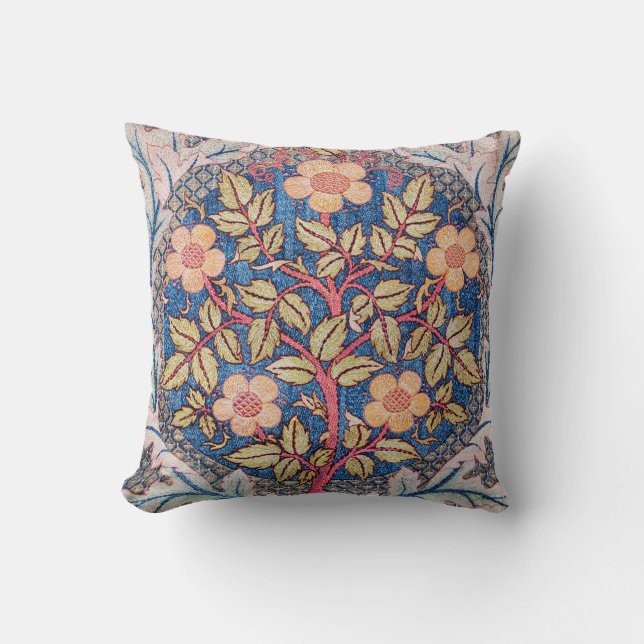 Rose Wreath, William Morris Cushion (Front)