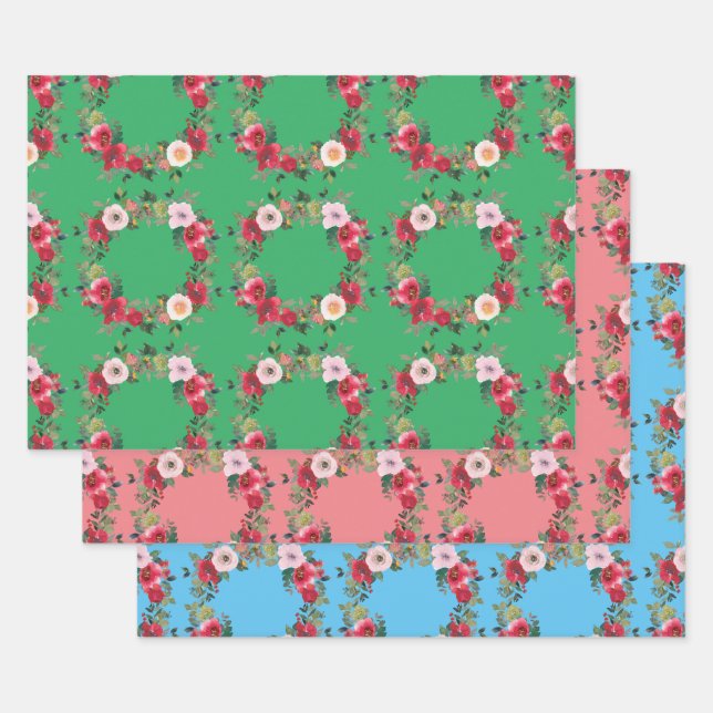 Rose Wreath Wrapping Paper  (Set)