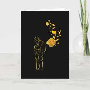Rose Yellow And Soldiers Veteran Honouring Memoria Card