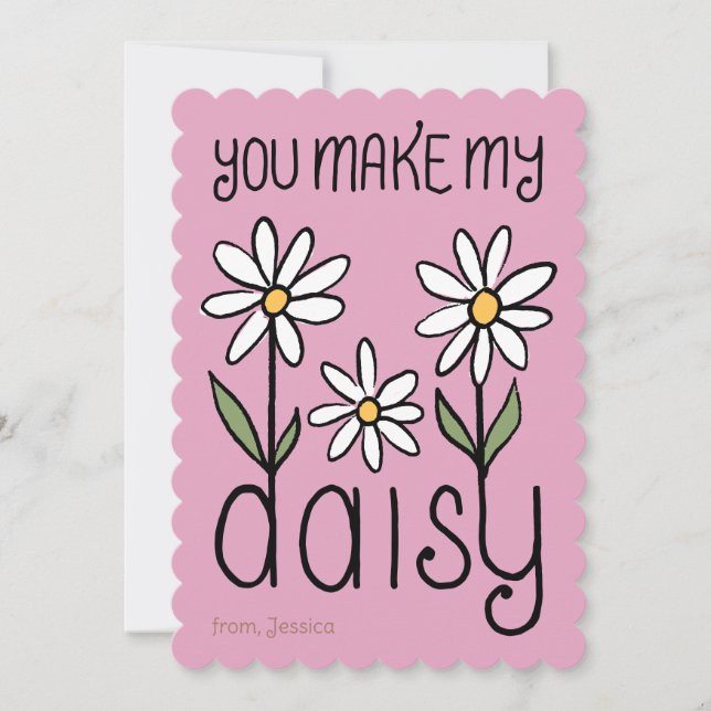 Rose You Make My Daisy Classroom Valentine Holiday Card (Front)
