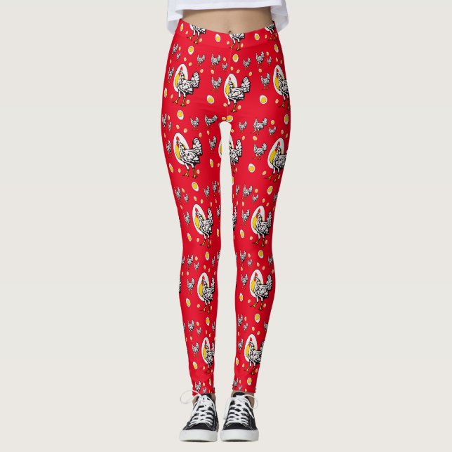Roseanne Chicken - Funny Roseanne Rooster and Egg Leggings (Front)