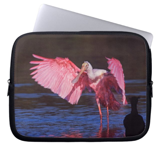 Roseate Spoonbill (Ajaia ajaja) with Cormorant Laptop Sleeve (Front)