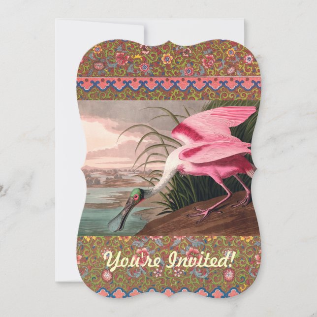 Roseate Spoonbill Audubon Bird Wildlife Invitation (Front)