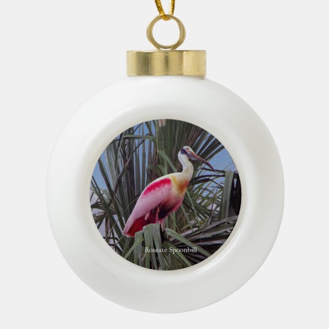 Roseate Spoonbill ball or snowflake ornament (Front)