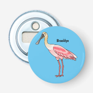 Roseate spoonbill bird cartoon illustration bottle opener