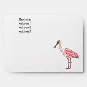 Roseate spoonbill bird cartoon illustration envelope