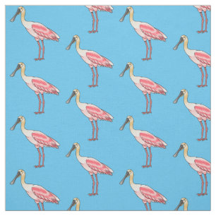 Roseate spoonbill bird cartoon illustration  fabric