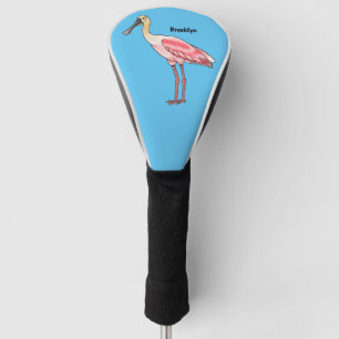 Roseate spoonbill bird cartoon illustration golf head cover