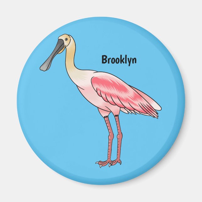 Roseate spoonbill bird cartoon illustration  magnet (Front)