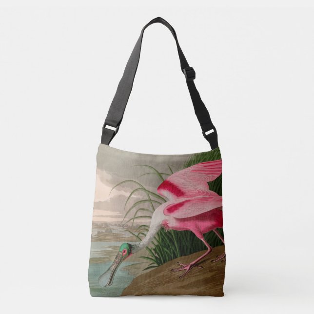 Roseate Spoonbill Birds of America Audubon Print Crossbody Bag (Front)