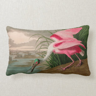 Roseate Spoonbill Birds of America Audubon Print Lumbar Cushion