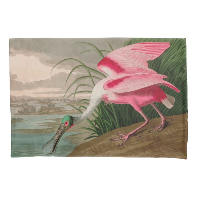 Roseate Spoonbill Birds of America Audubon Print Pillowcase (Front)