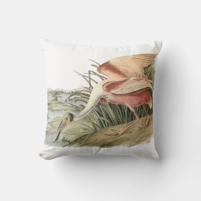 Roseate Spoonbill by Audubon Cushion (Front)