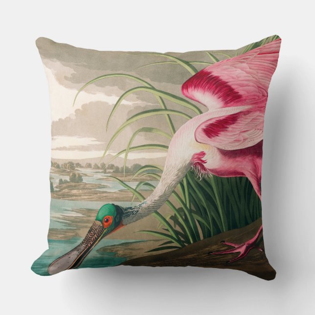 Roseate Spoonbill by John James Audubon Cushion (Front)