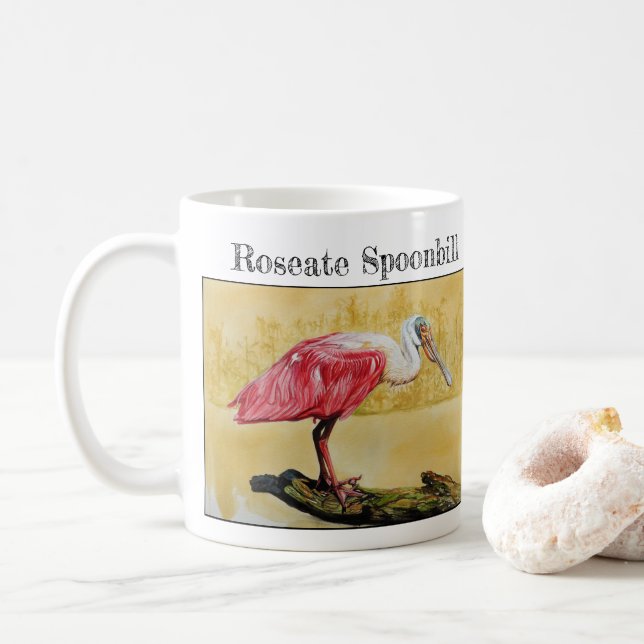 Roseate Spoonbill ( Platalea ajaja ) Coffee Mug (With Donut)