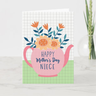 Roseate Teapot Floral Mothers Day Card