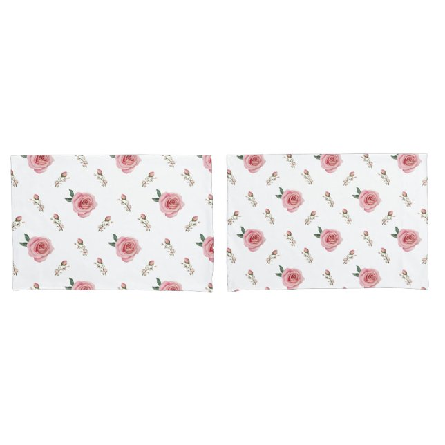 Rosebud Bloom Pillow Cases  Double-Sided Floral  (Front-Set)