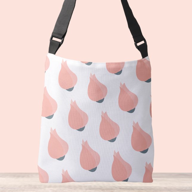 Rosebud Crossbody Bag Tote (Pink rose bug crossbody tote bag.)