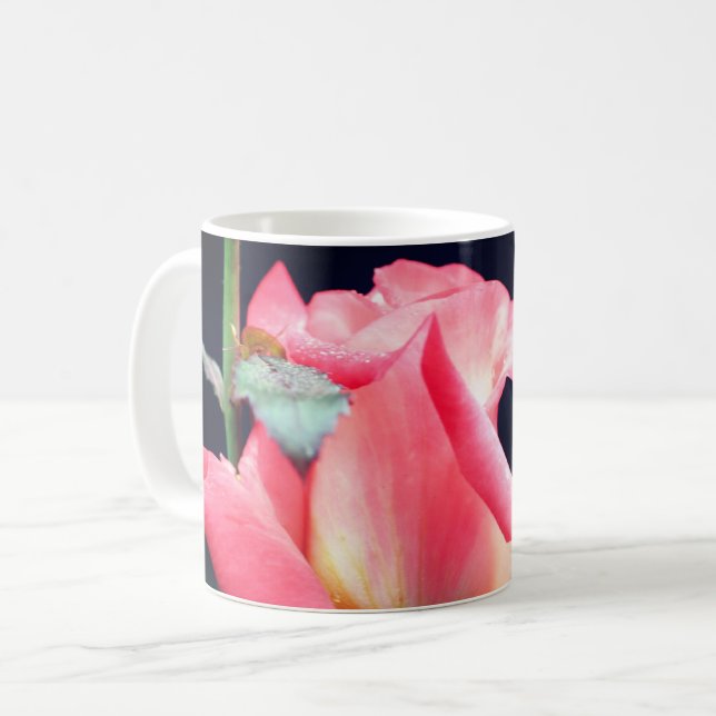 Rosebud Flower Delight Personalised Coffee Mug (Front Left)