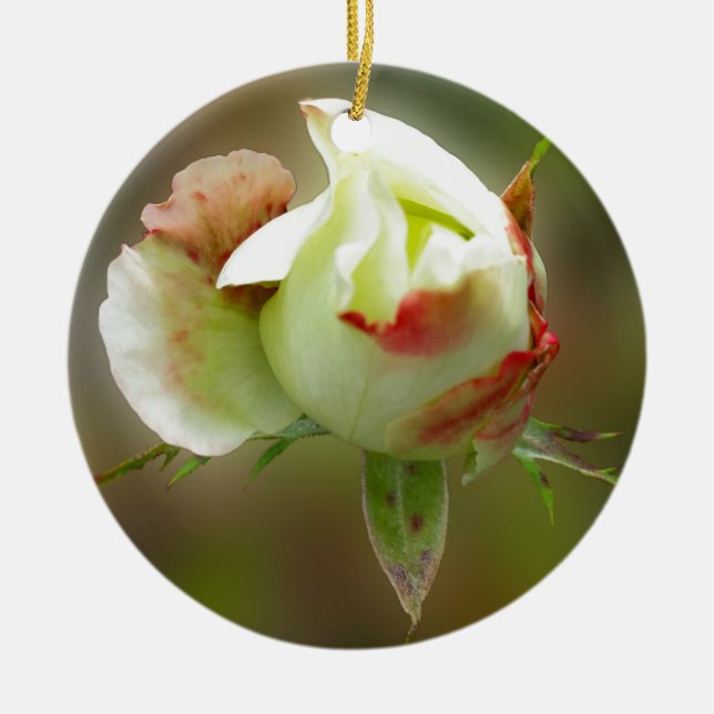 rosebud glowing ceramic tree decoration (Front)
