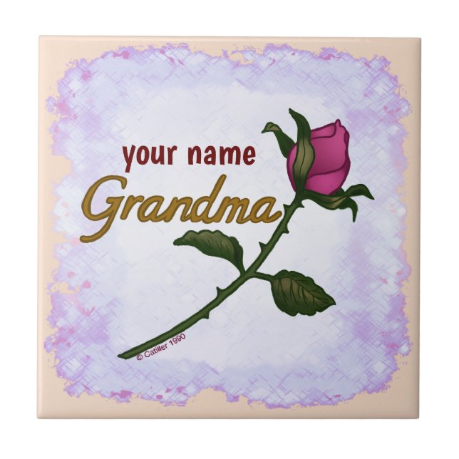 Rosebud Grandma Ceramic Tile (Front)