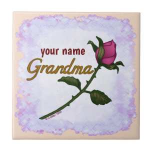Rosebud Grandma custom name Ceramic Tile