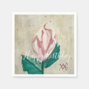 Rosebud Happy Birthday Napkin