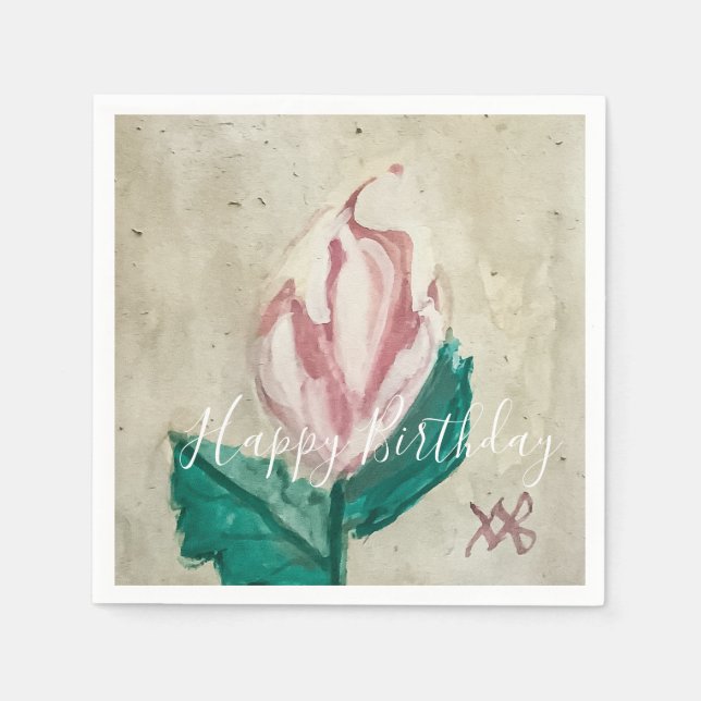 Rosebud Happy Birthday Napkin (Front)