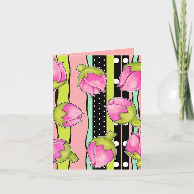 Rosebud Joy colour pattern Note Card (Front)