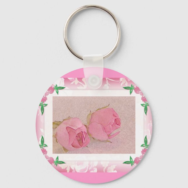 Rosebud Keychain...Wedding Favor Key Ring (Front)