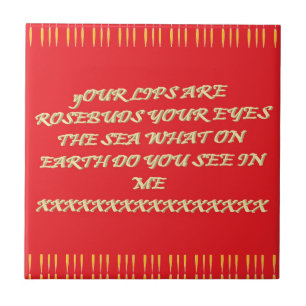 Rosebud lips eyes like the sea romance Valentine Ceramic Tile