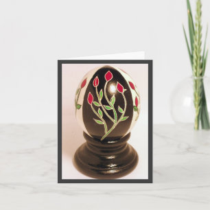 Rosebud Pysanka Egg Note Card - Blank Inside