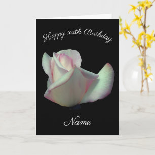 Rosebud Up Close Floral Personalised Birthday Card