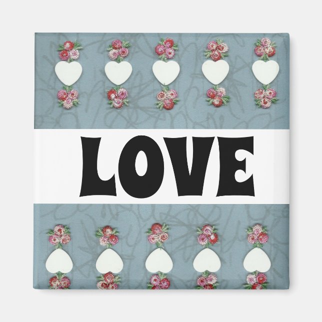 Rosebuds & Hearts Love Magnet (Front)