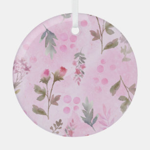 Rosebuds, polka dots: summer floral. glass tree decoration