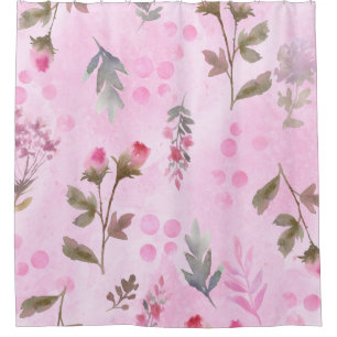 Rosebuds, polka dots: summer floral. shower curtain