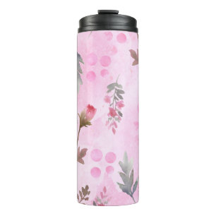 Rosebuds, polka dots: summer floral. thermal tumbler