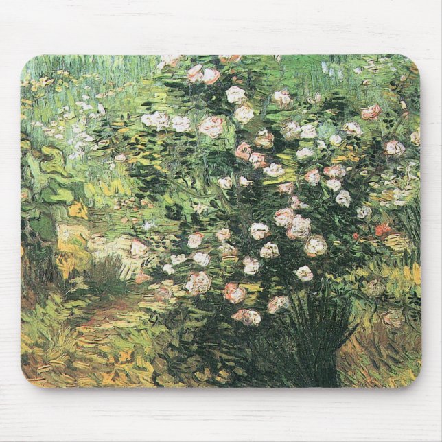 Rosebush in Blossom by Vincent van Gogh Mouse Pad (Front)