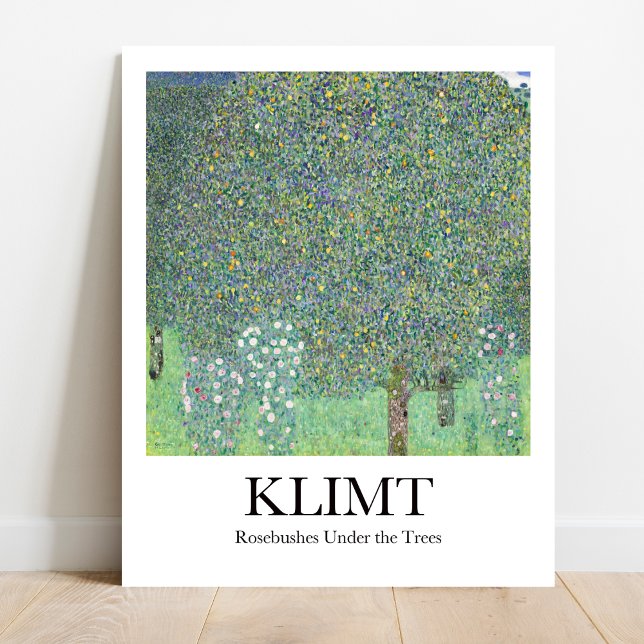 Rosebushes Under the Trees by Gustav Klimt Poster (Klimt's Blooming Beauty: "Rosebushes Under the Trees". Art Deco masterpiece)