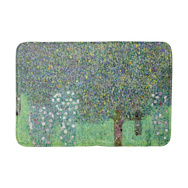 Rosebushes Under The Trees, Gustav Klimt Bath Mat (Front)