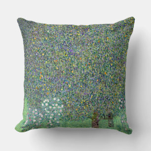 Rosebushes Under The Trees, Gustav Klimt Cushion