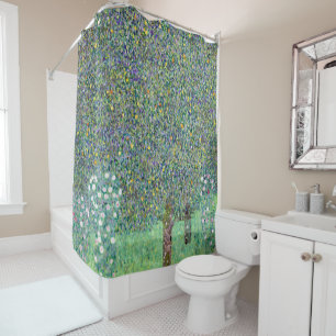 Rosebushes Under The Trees, Gustav Klimt Shower Curtain