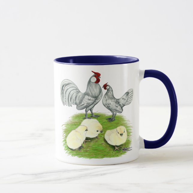 Rosecomb Bantams and Chicks Mug (Right)